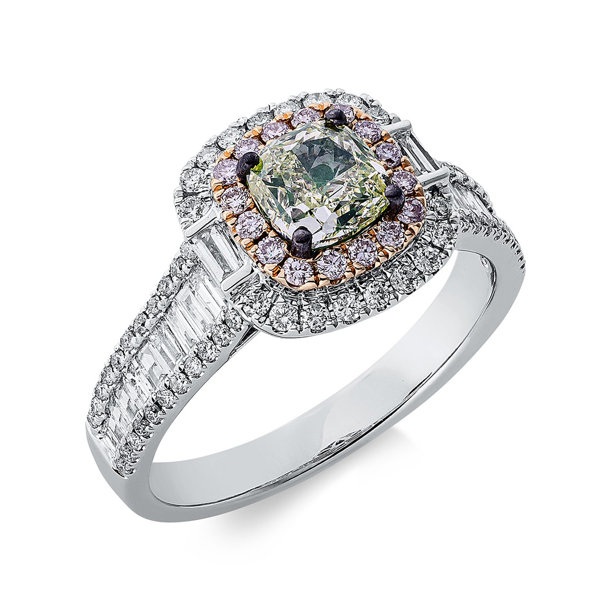 ring 18 kt WG+RG, setting partly black rhodium