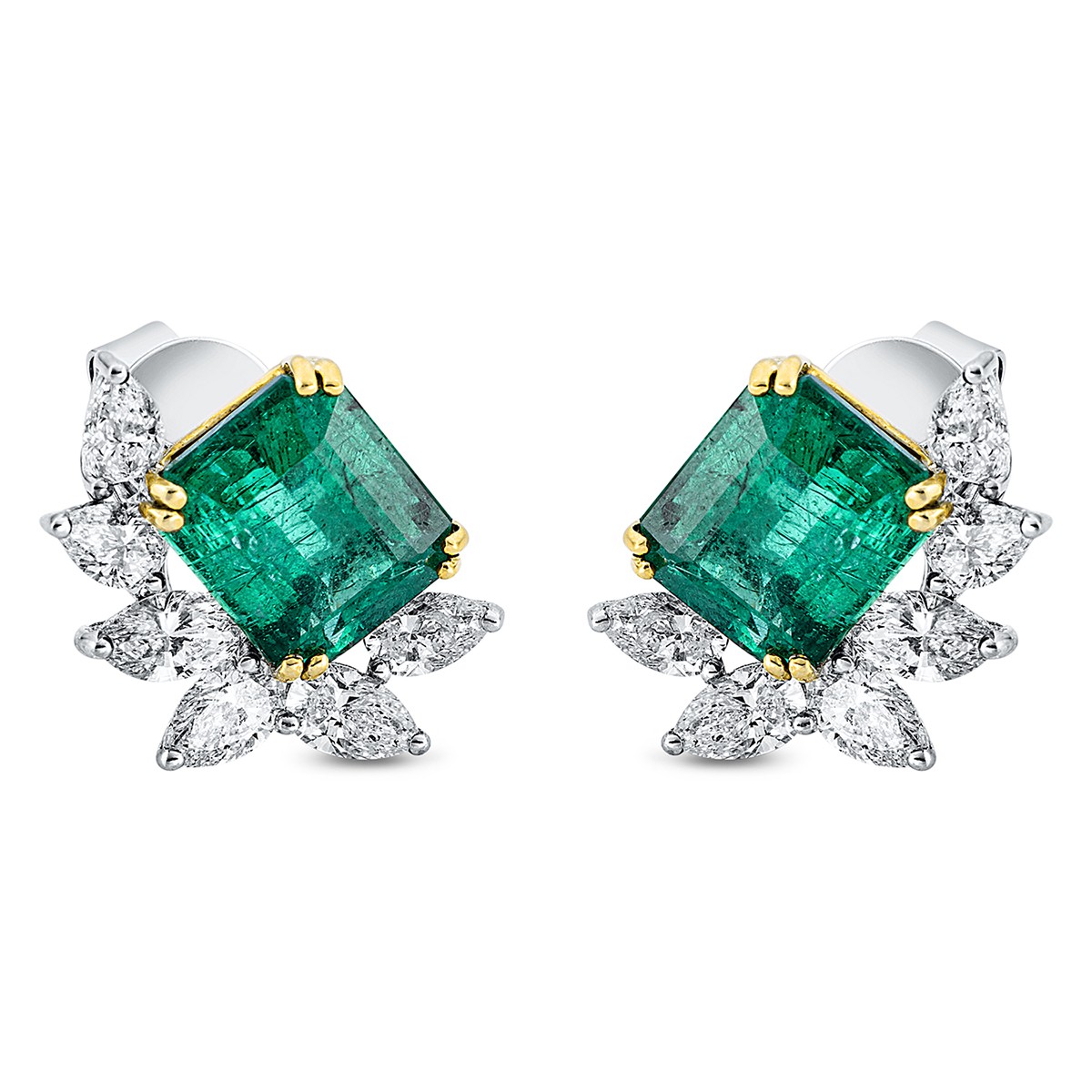 earrings 18 kt WG+YG