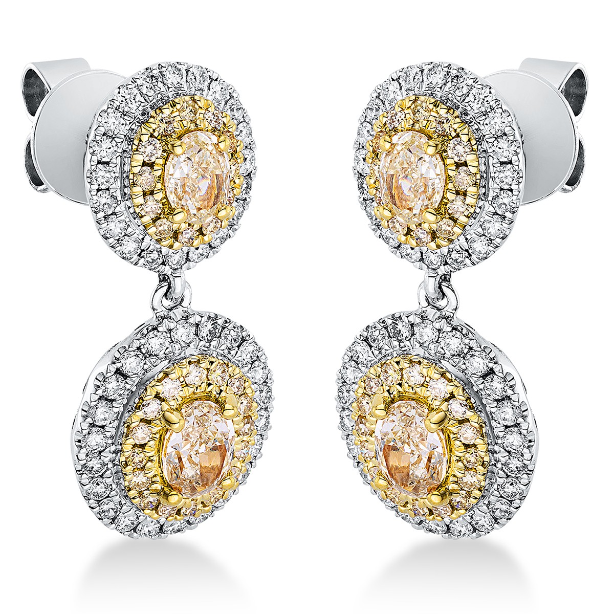 earrings 18 kt WG+YG