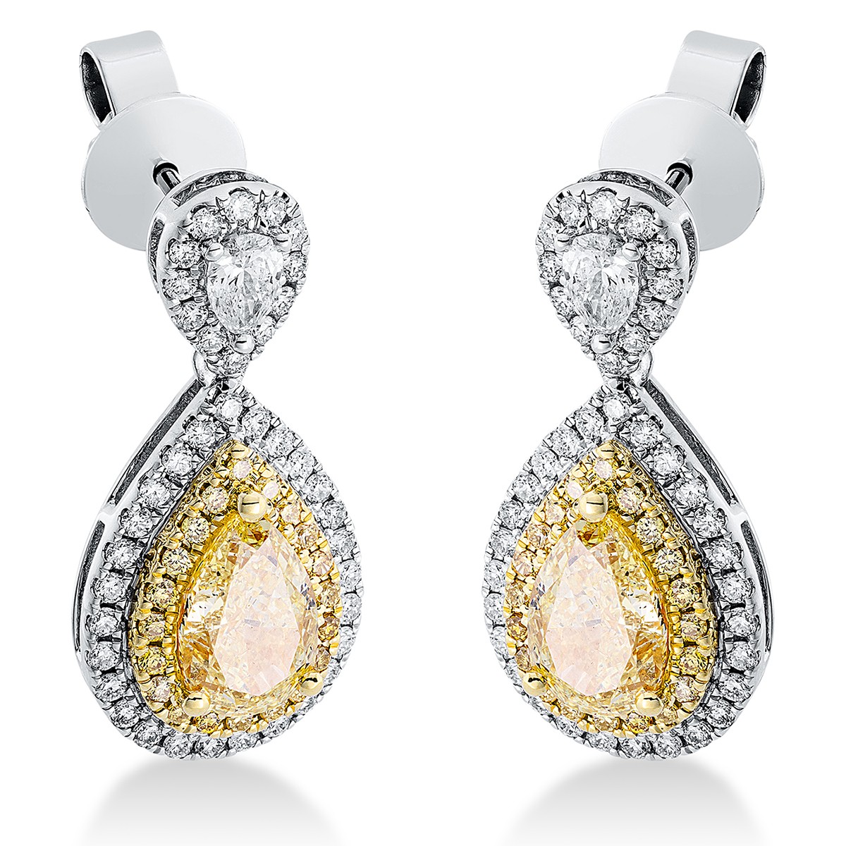 earrings 18 kt WG+YG, GIA7448176150 + GIA7451294127