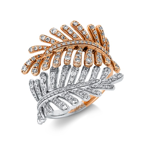 ring 18 kt WG+RG leaf