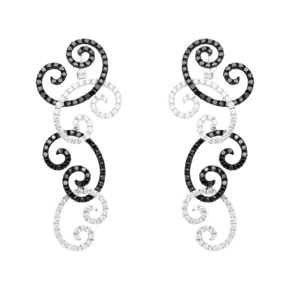 earrings 18 kt WG, setting black rhodium plated