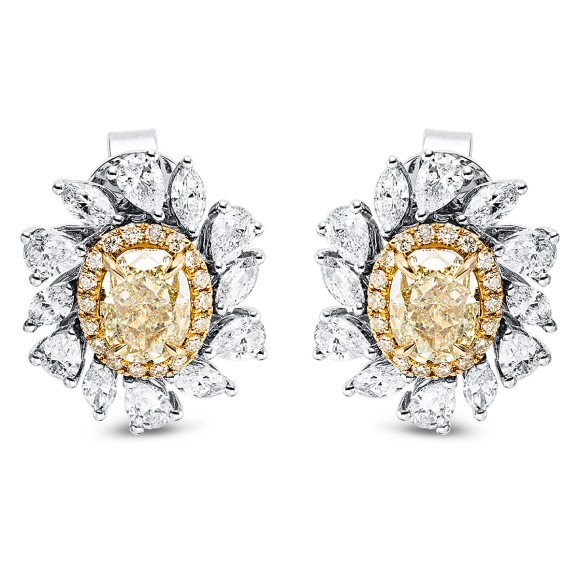 earrings 18 kt WG+YG, GIA 2pcs