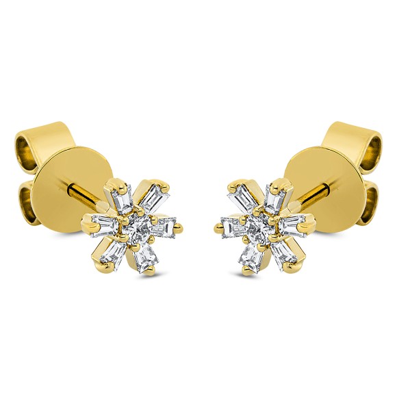 earrings 18 kt YG, setting rhodium plated