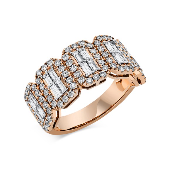 ring 18 kt RG, setting rhodium plated