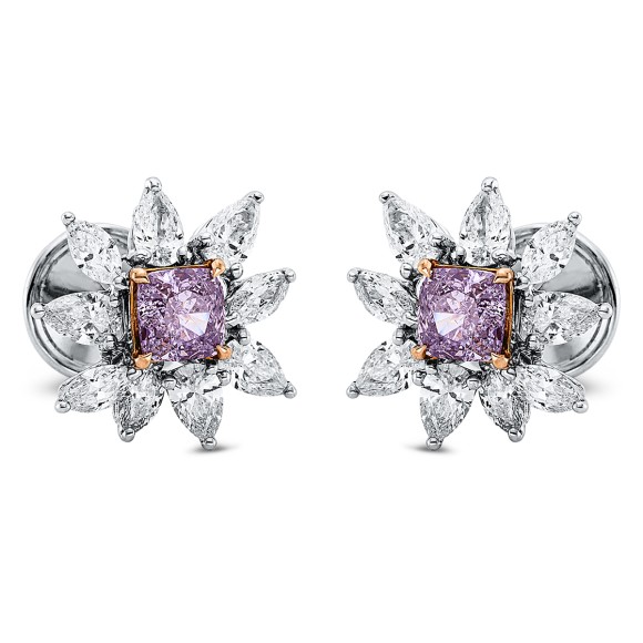 earrings 18 kt WG+RG, GIA 2pcs