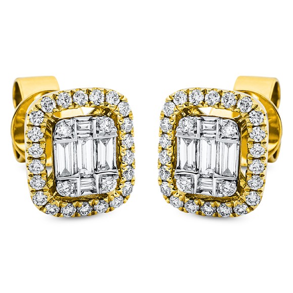earrings 18 kt YG, setting rhodium plated