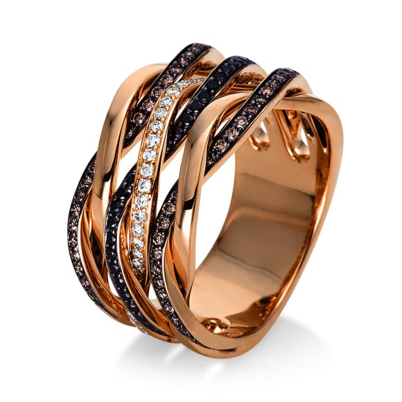 ring 18 kt RG, partly black rhodium plated