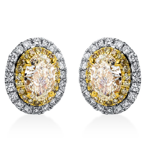 earrings 18 kt WG+YG