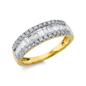 ring 18 kt YG, setting rhodium plated