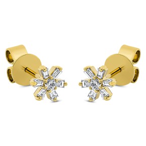 earrings 18 kt YG, setting rhodium plated