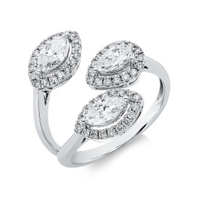ring 18 kt WG, GIA 3pcs