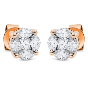 earrings 18 kt RG, setting rhodium plated