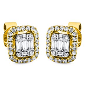 earrings 18 kt YG, setting rhodium plated