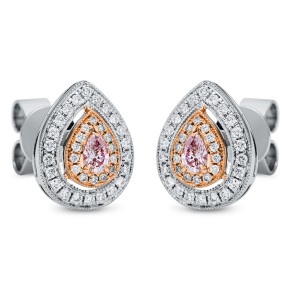 earrings 18 kt WG+RG pear