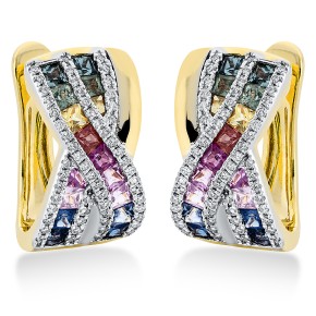 huggies 18 kt YG, setting rhodium plated