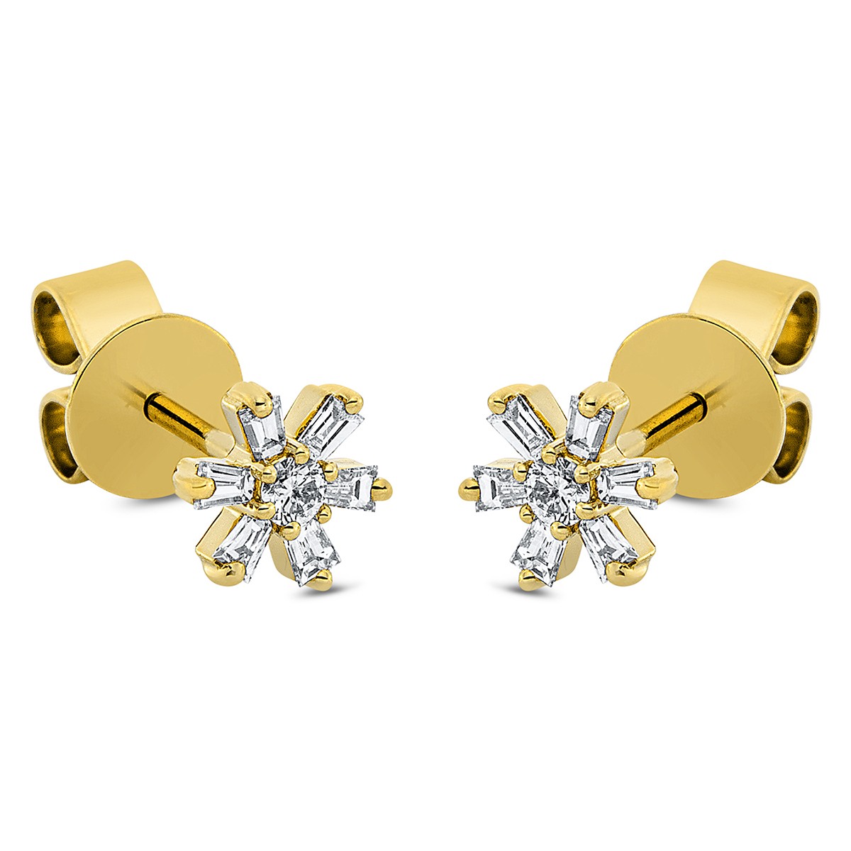 earrings 18 kt YG, setting rhodium plated
