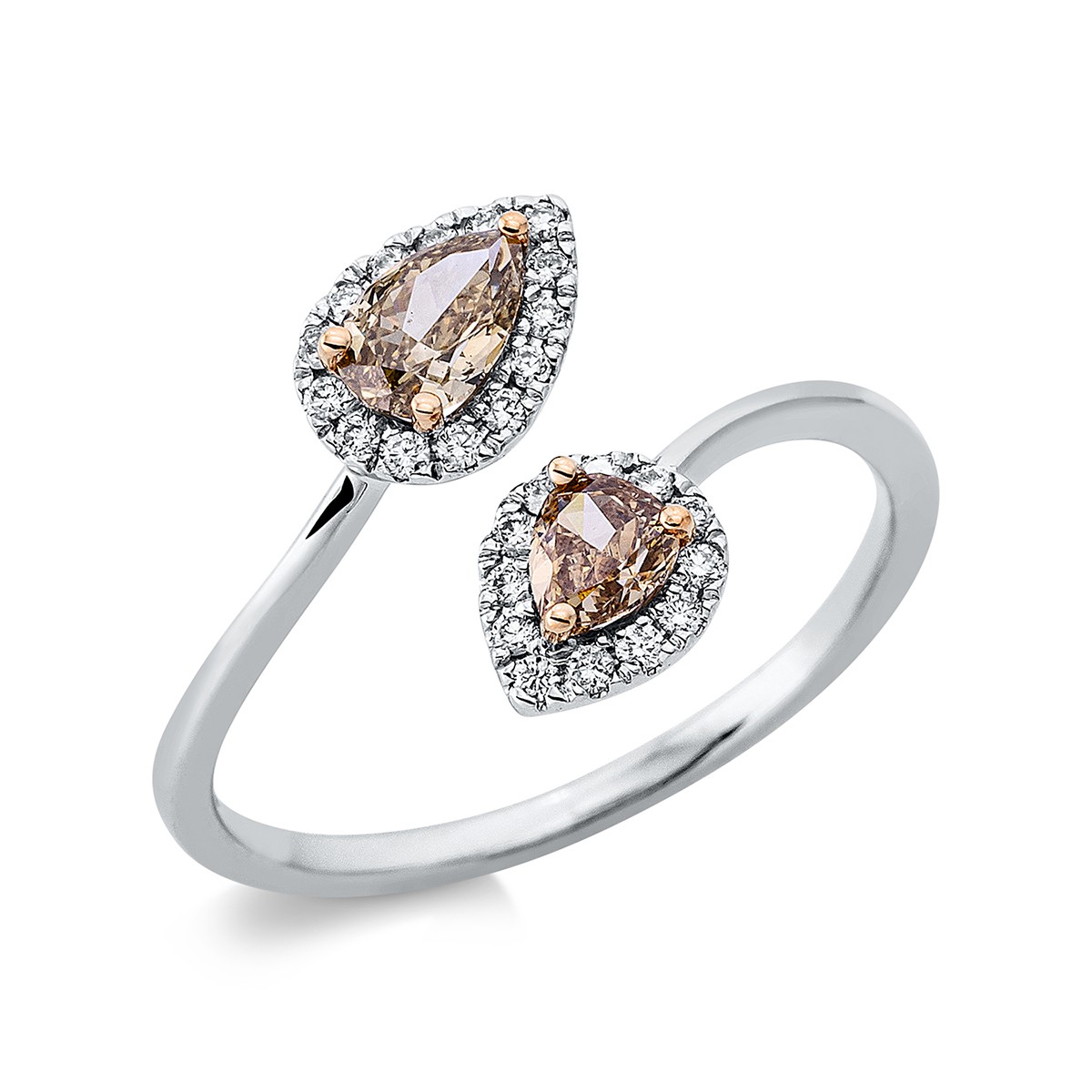 ring 18 kt WG, yellow rhodium