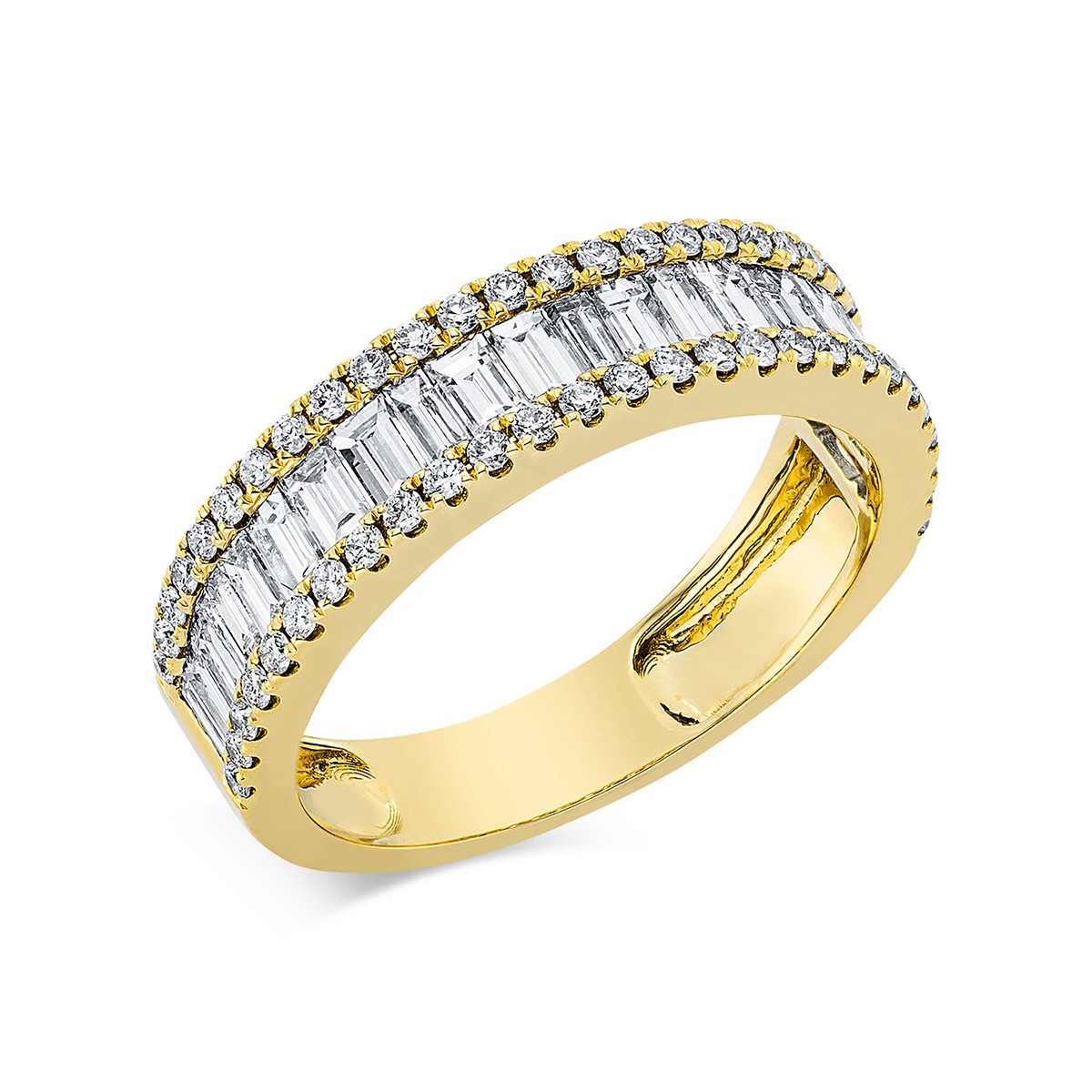 ring 18 kt YG, setting rhodium plated