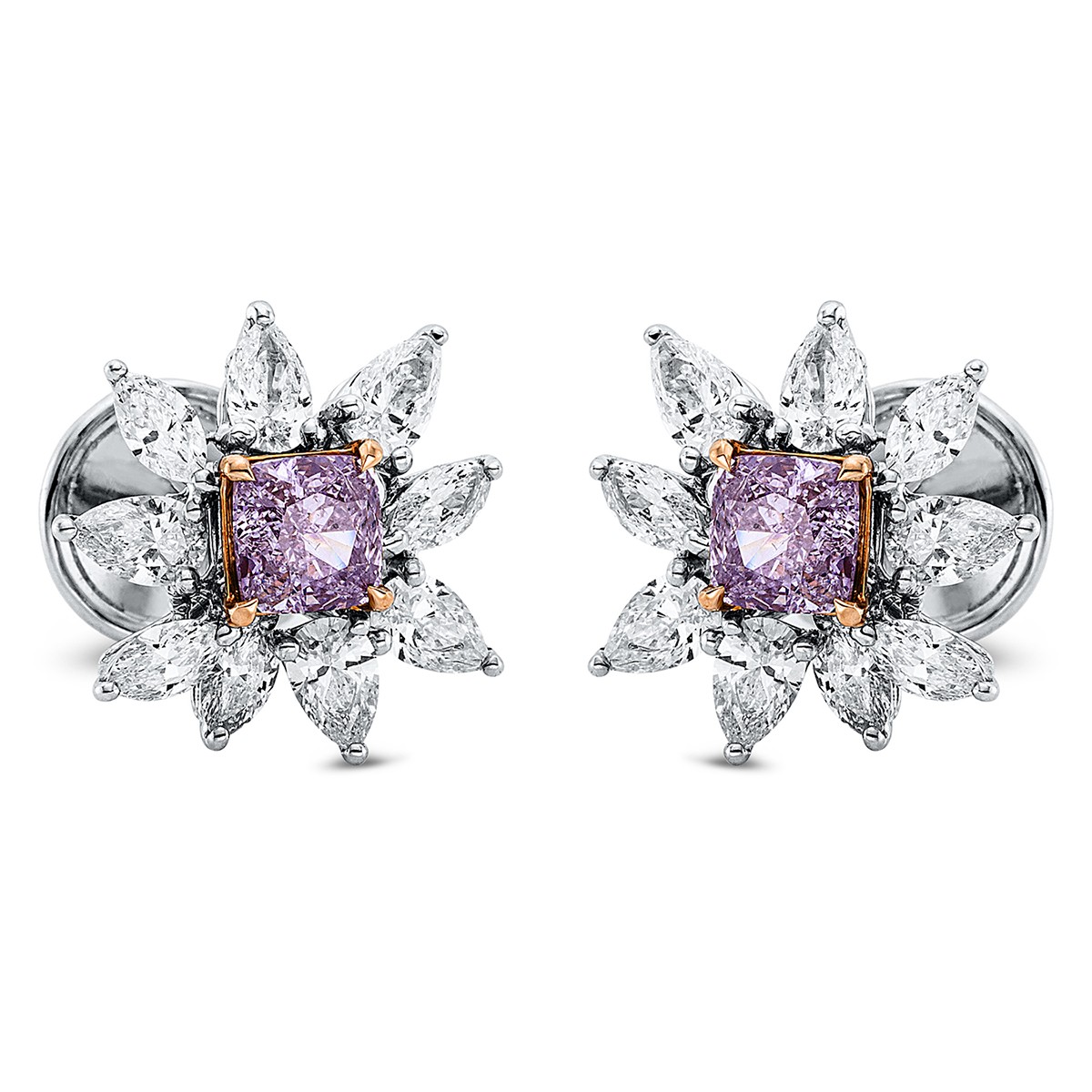 earrings 18 kt WG+RG, GIA 2pcs