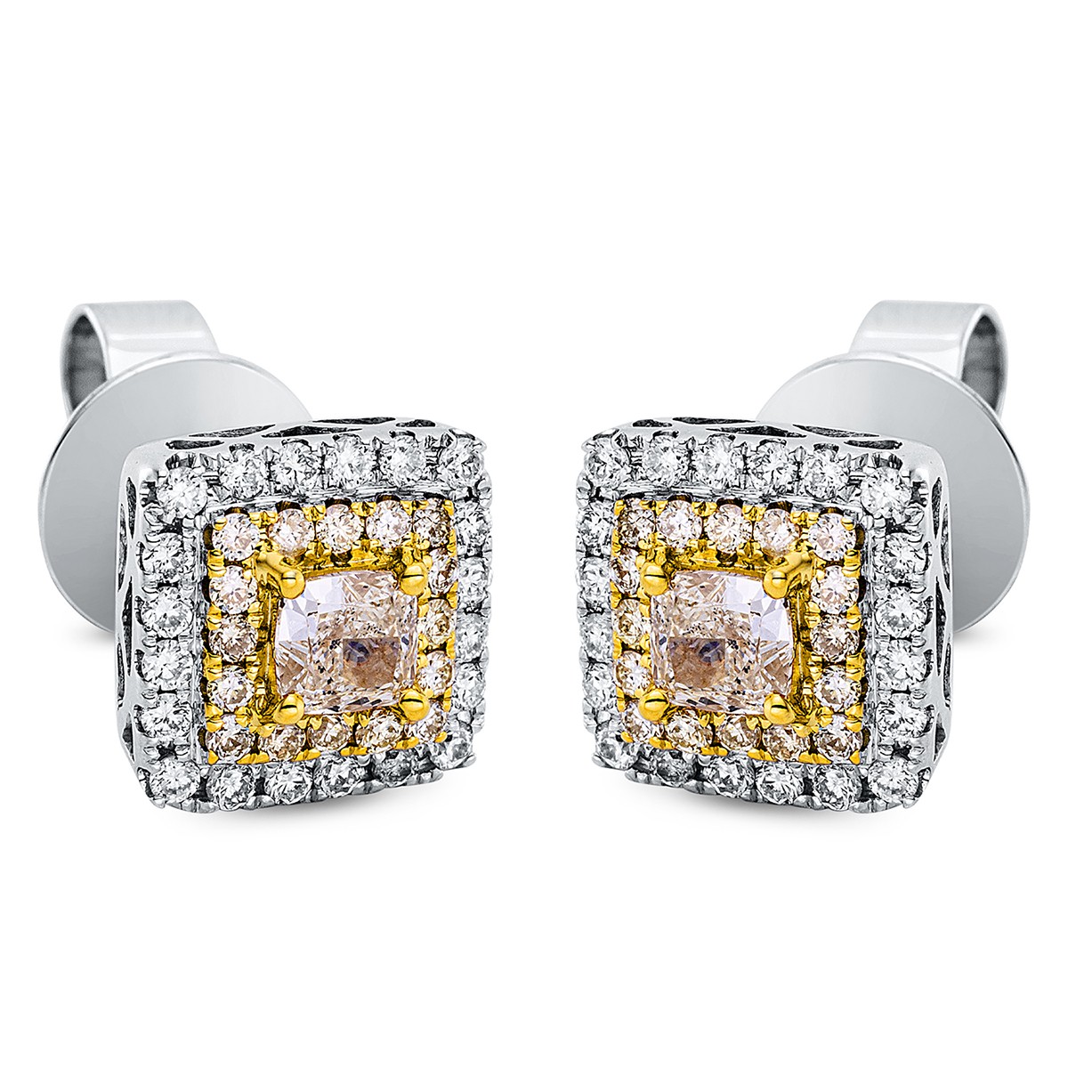 earrings 14 kt WG+YG