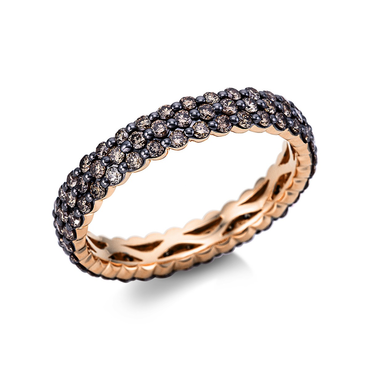 ring 18 kt RG, setting black rhodium plated